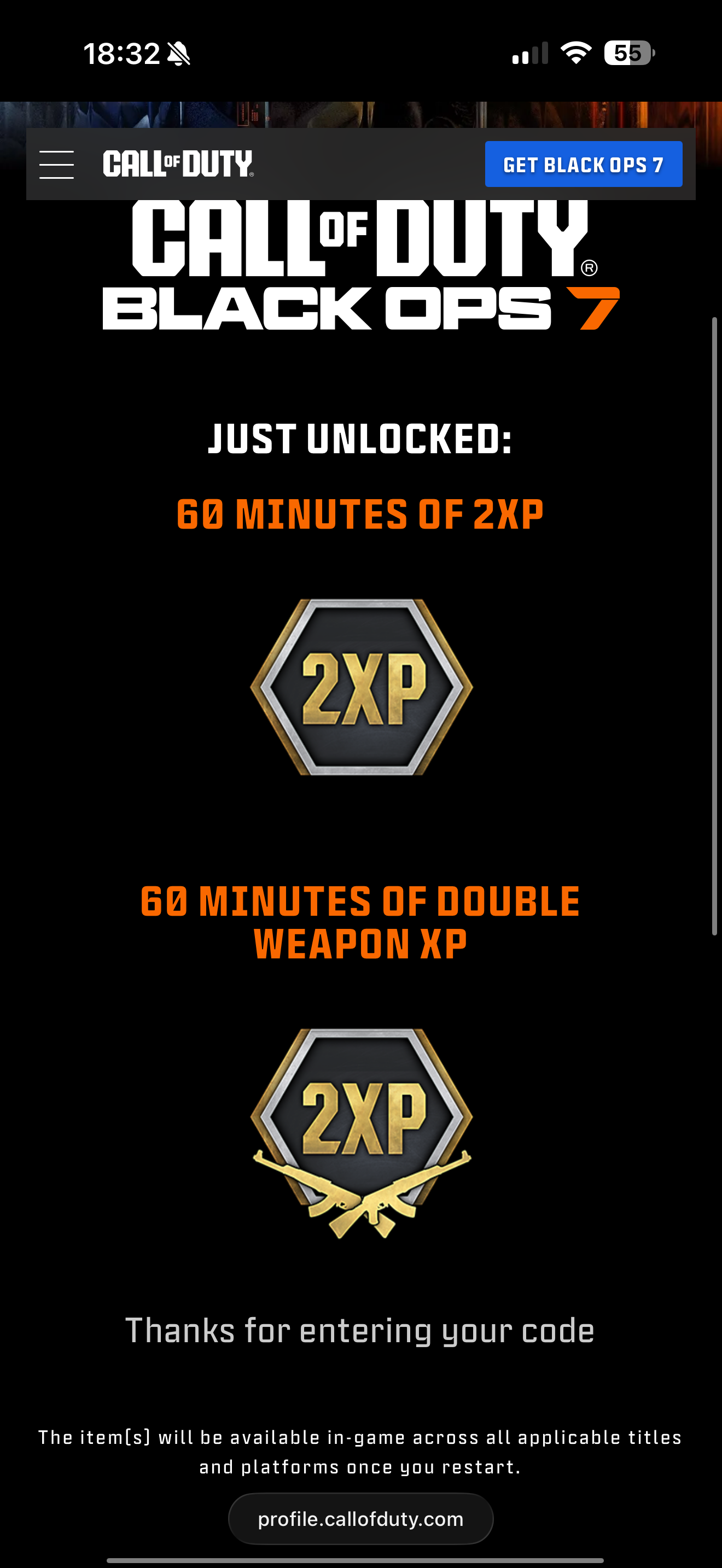 COD Black Ops 7 Dual XP Code (60 Minutes) Rank & Weapon Boost | Instant Code