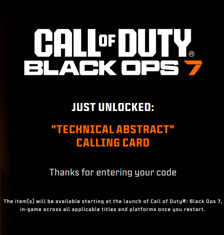 Call of Duty Black Ops 7 | “Technical Abstract” Calling Card | Rare BO7 Cosmetic