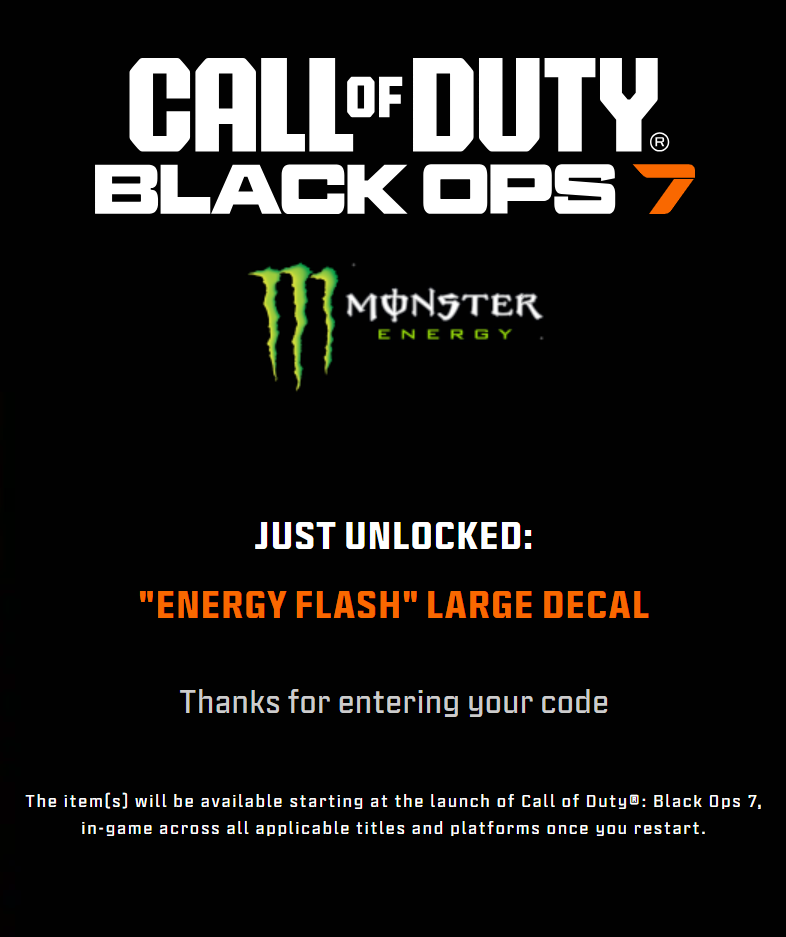 Call of Duty Black Ops 7 x Monster Energy Rewards