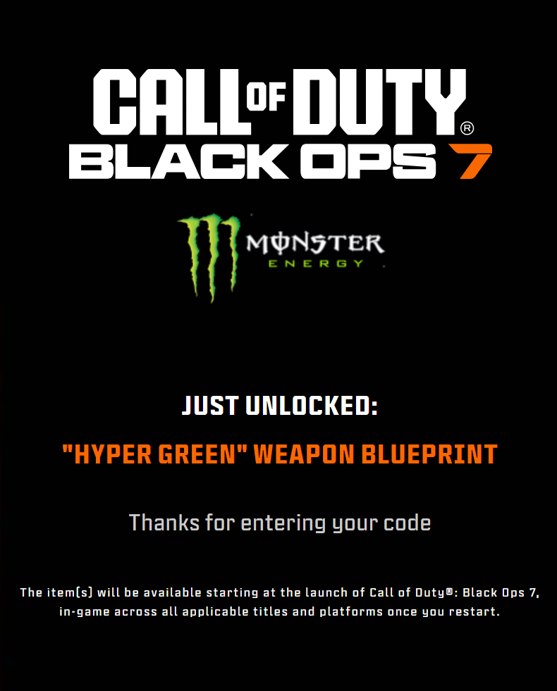 Call of Duty Black Ops 7 x Monster Energy Rewards