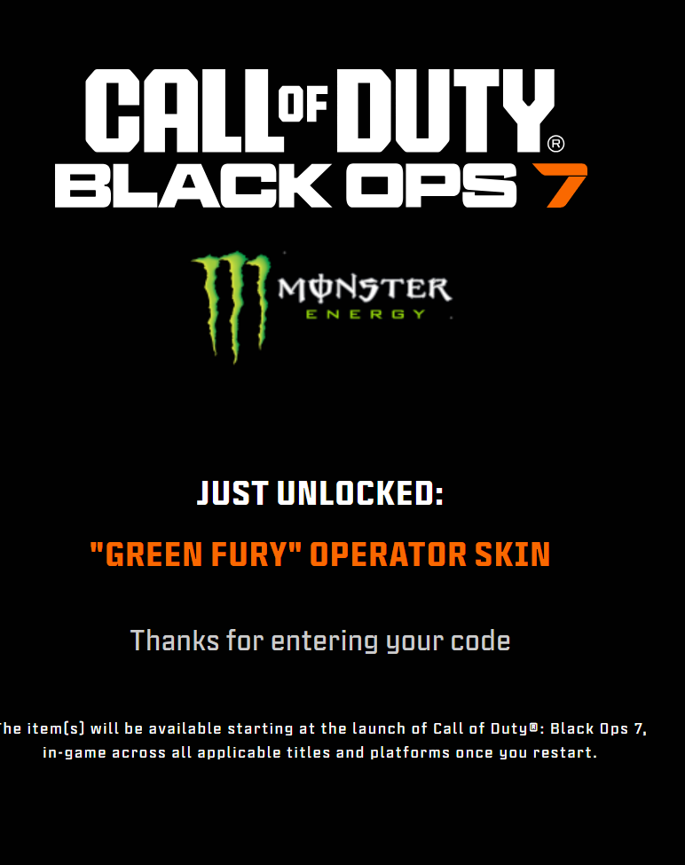 Call of Duty Black Ops 7 x Monster Energy Rewards