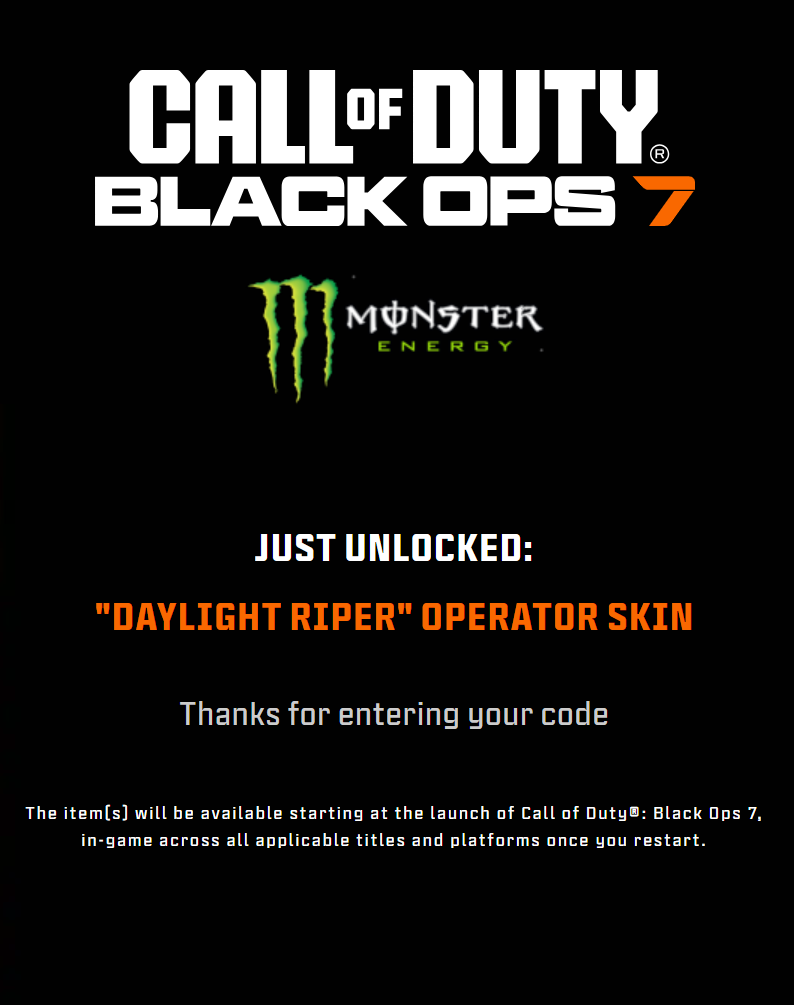 Call of Duty Black Ops 7 x Monster Energy Rewards