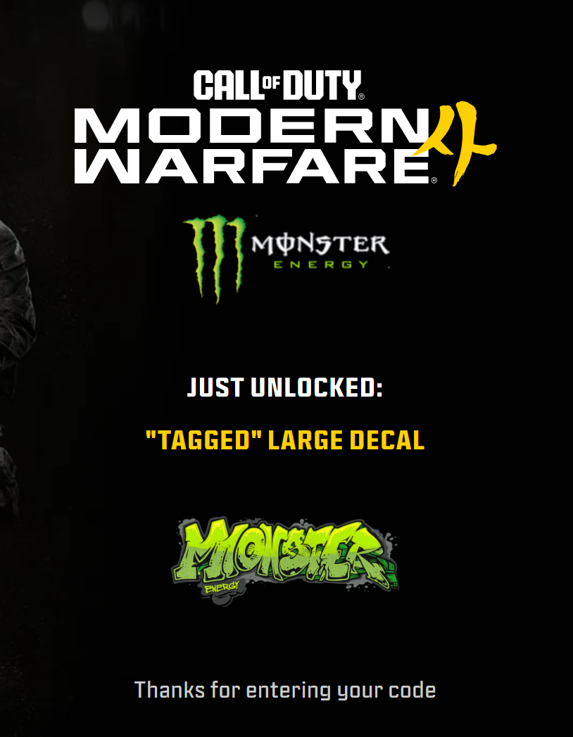 Tagged MW4 Monster Decal