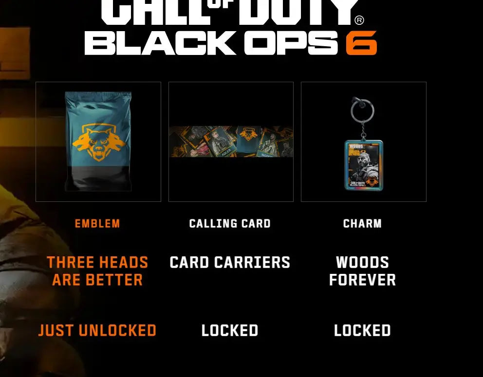 Call of Duty Black Ops 6 - "Black Hops" TCG Set - 3 In - Game Items - WHOTTON TRADING