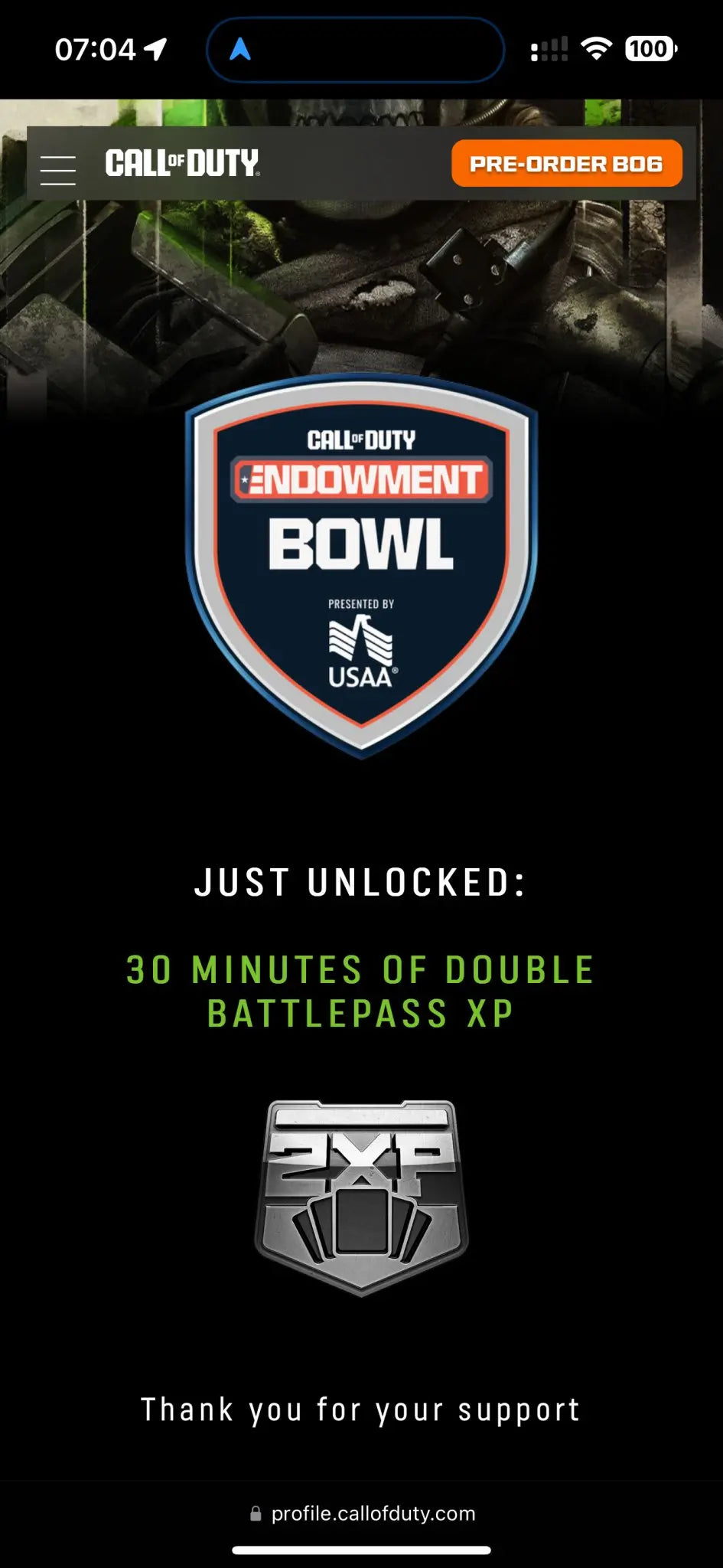 Call of Duty Modern Warfare 2 / 3 Endowment Bowl Bundle Charm and Double Battlepass Xp.