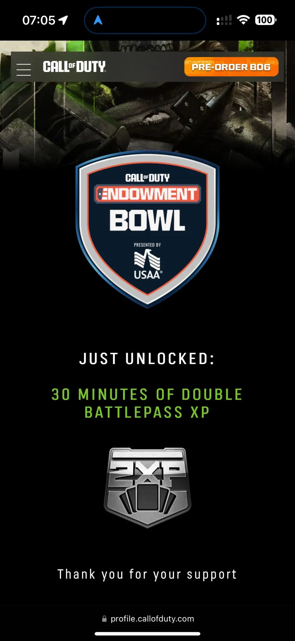 Call of Duty Modern Warfare 2 / 3 Endowment Bowl Bundle Charm and Double Battlepass Xp.