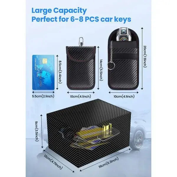 Faraday Box for Car Keys & 2 Pack Faraday Pouch, Keyless Car Key Signal Blocking Box.