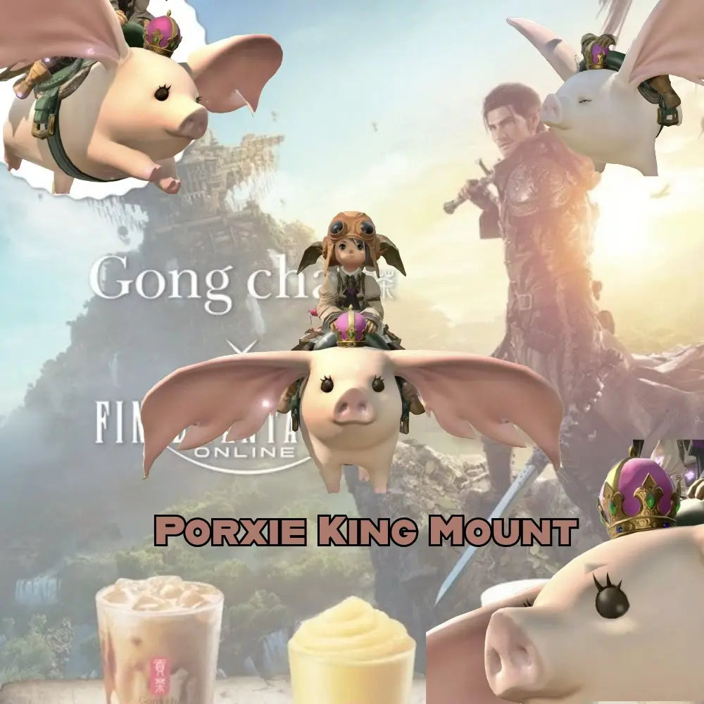 Final Fantasy XIV FFXIV Dawn Trail | Gong Cha | Porxie King | Mount.