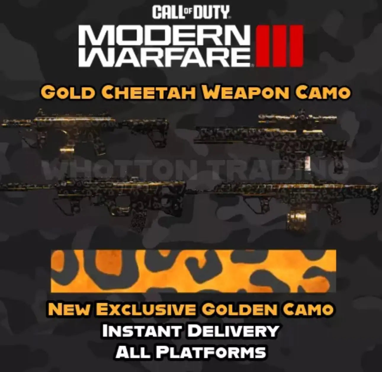 Golden Cheetah Camo for Call of Duty Modern Warfare 3 COD MW3.