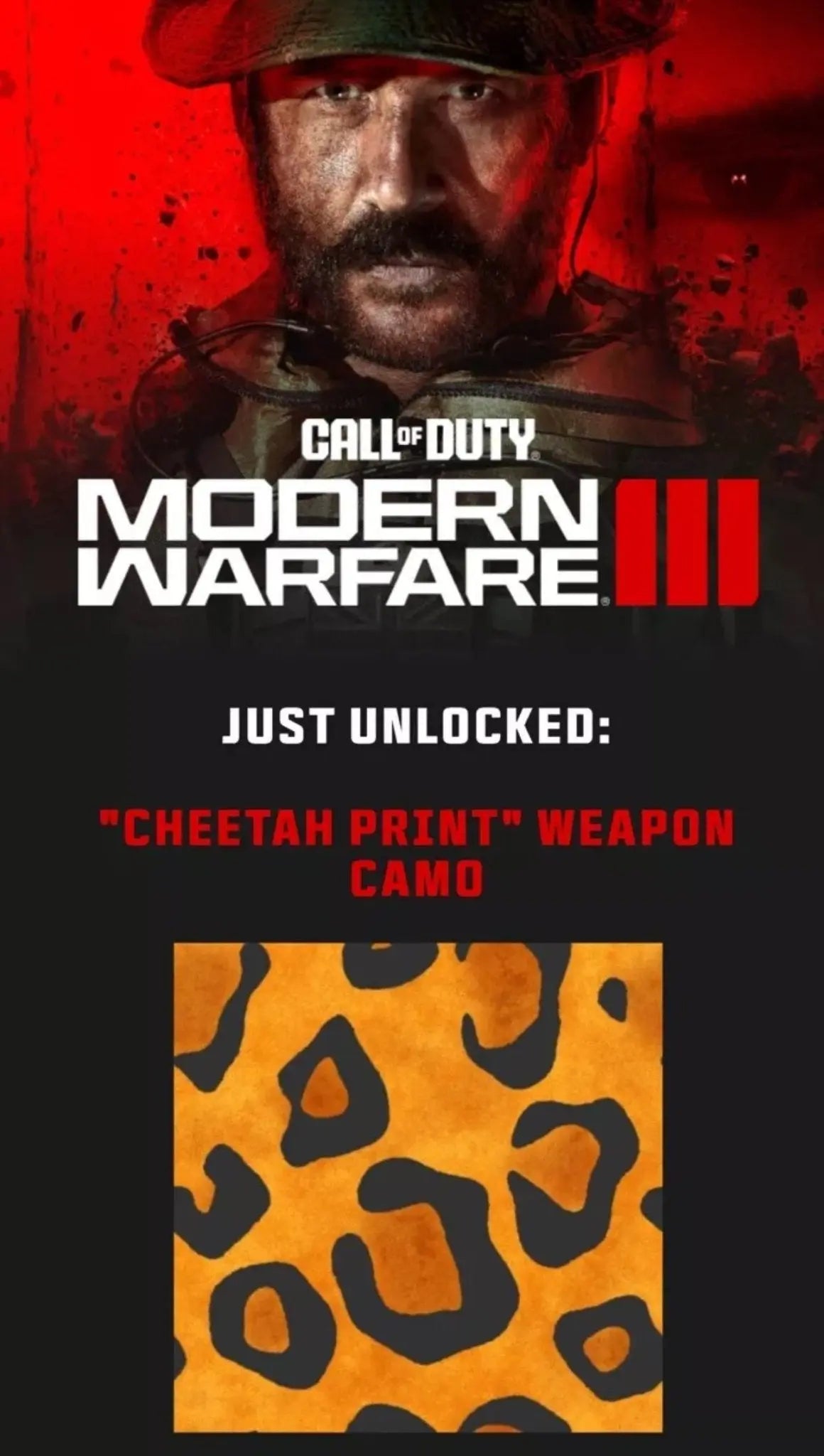 Golden Cheetah Camo for Call of Duty Modern Warfare 3 COD MW3.