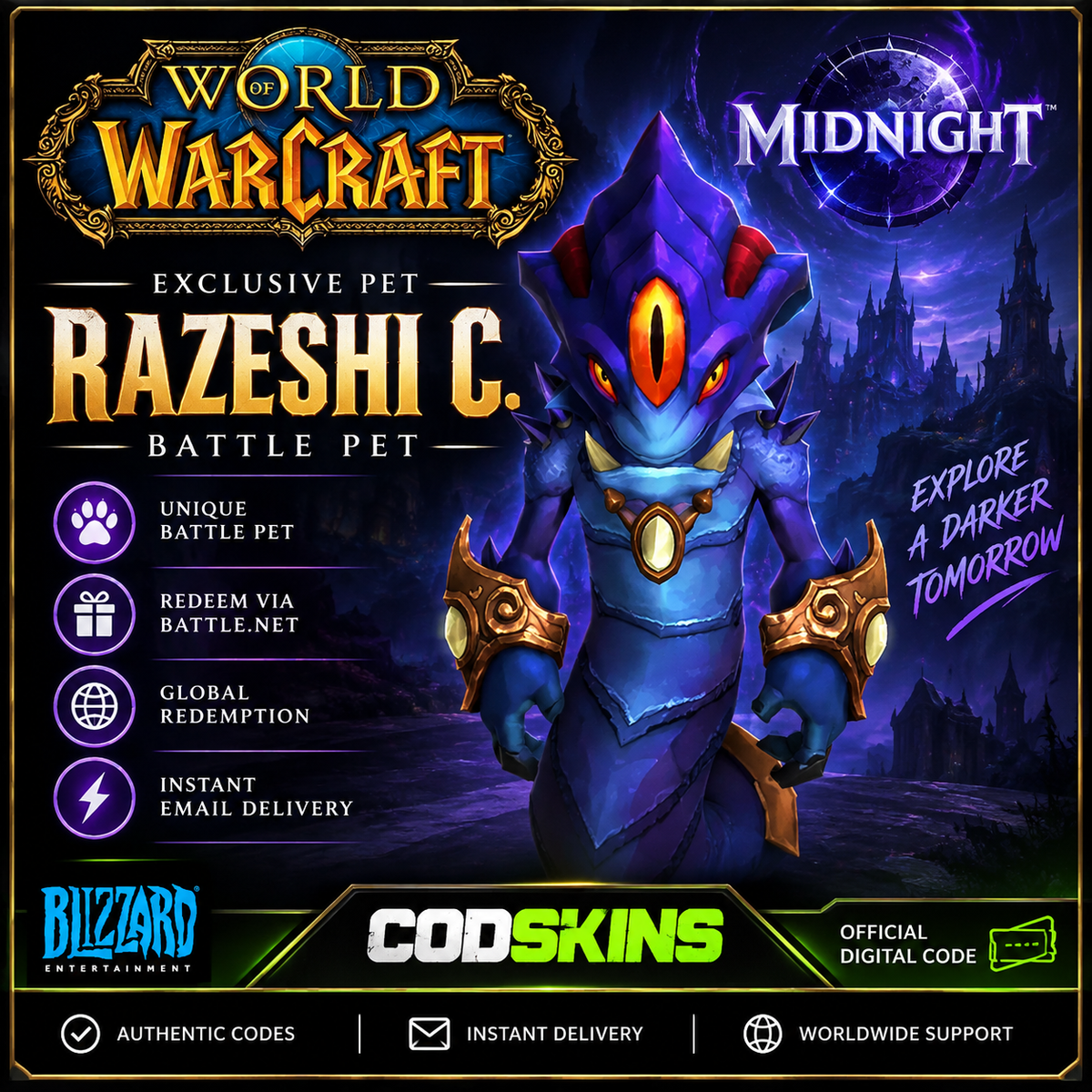 World of Warcraft Razeshi C Battle Pet Code - WoW Midnight digital code | CODSKINS