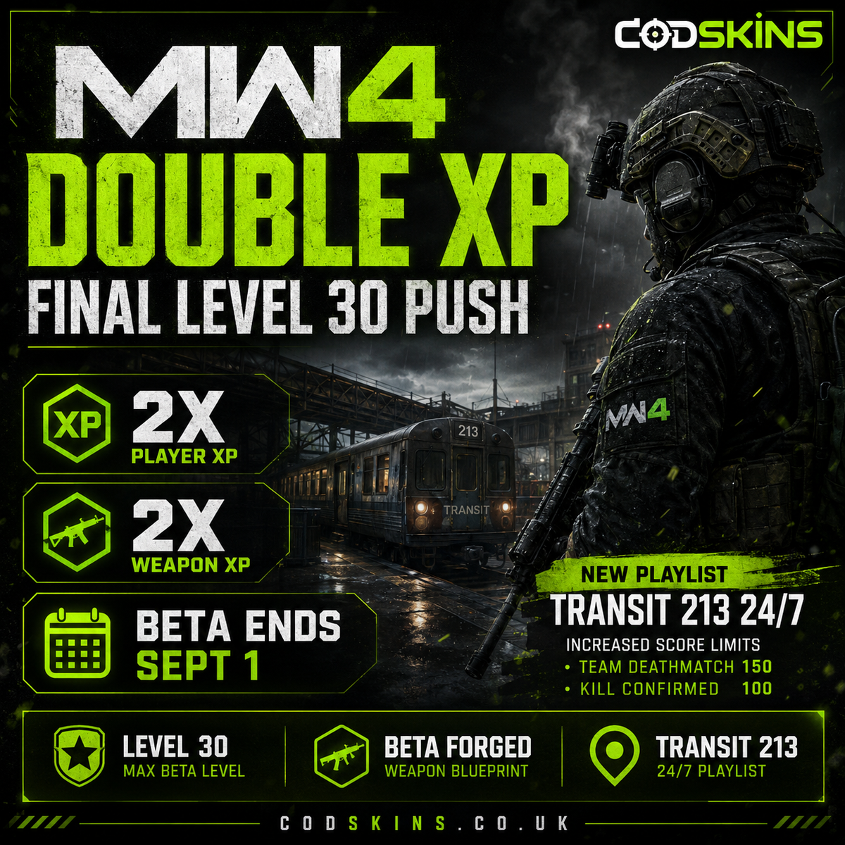 MW4 Double XP & Double Weapon XP: Final Chance to Reach Level 30 Before the Beta Ends