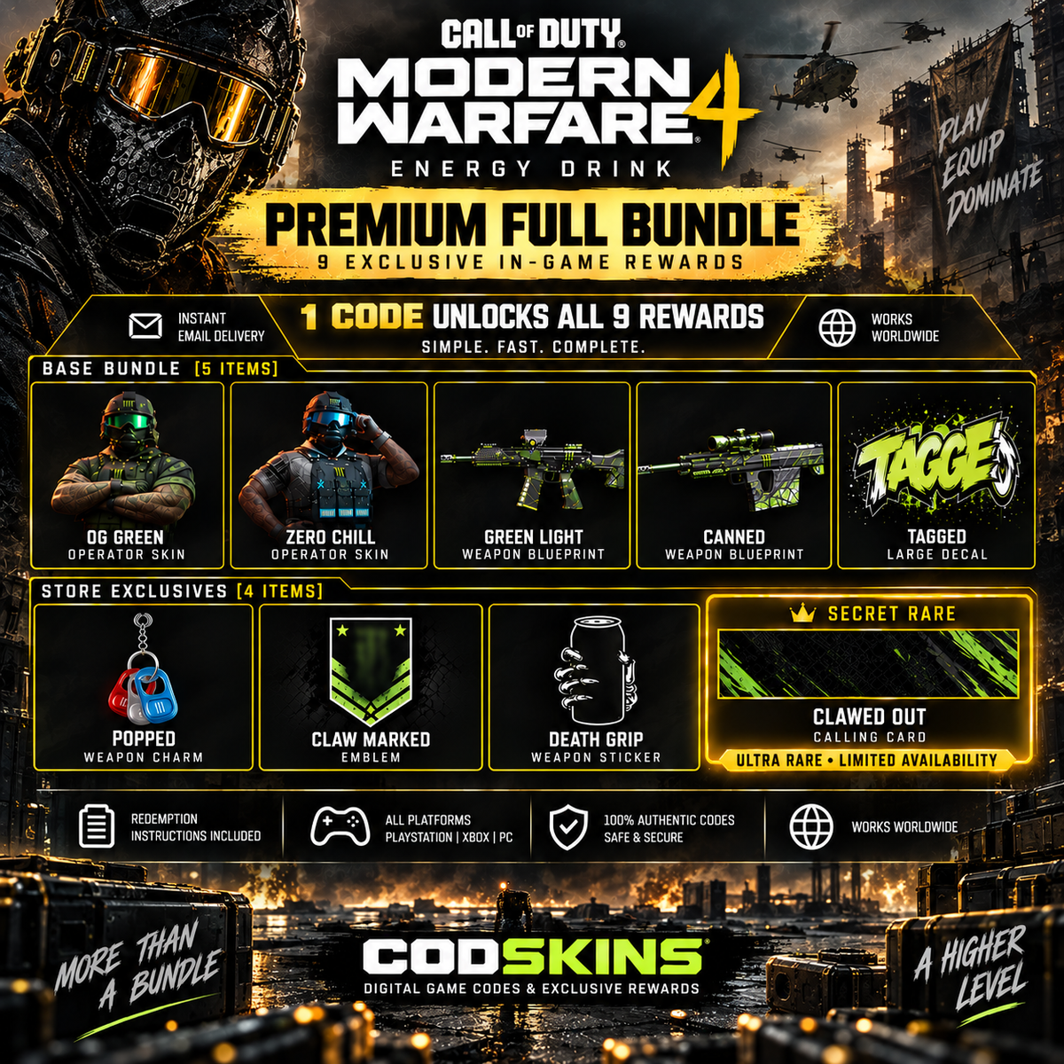 Call of Duty Modern Warfare 4 Energy Premium Full Bundle promotional DLC rewards – CODSKINS
