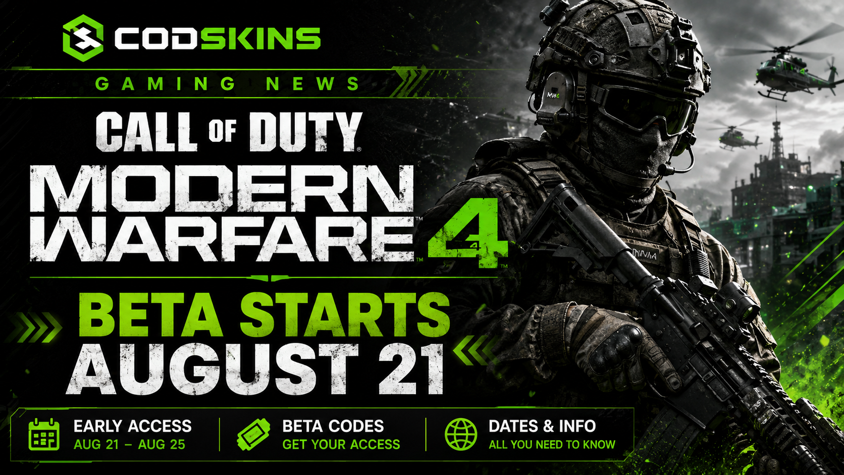 Call of Duty MW4 Beta Starts August 21 – Dates, Early Access, Beta Codes &amp; Everything You Need to Know