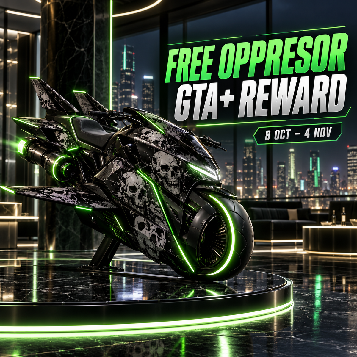 GTA Plus free Pegassi Oppressor with Skulls livery reward featured image