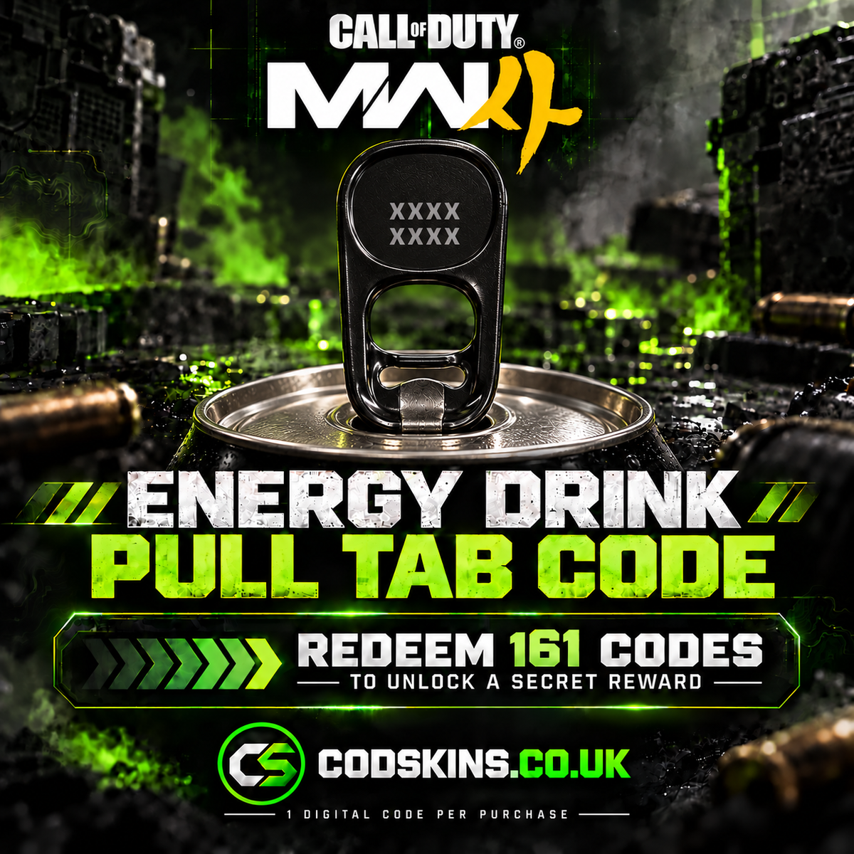 CODSKINS MW4 energy drink pull tab codes for promotional reward progression
