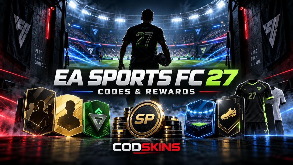 EA SPORTS FC 27 codes and rewards collection featuring digital player items, Season Points and football kits