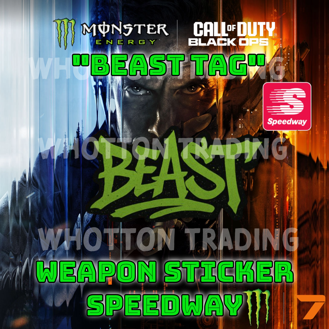 Call of Duty x Black Ops 7 - &quot;Beast Tag&quot; Weapon Sticker - Speedway WHOTTON TRADING
