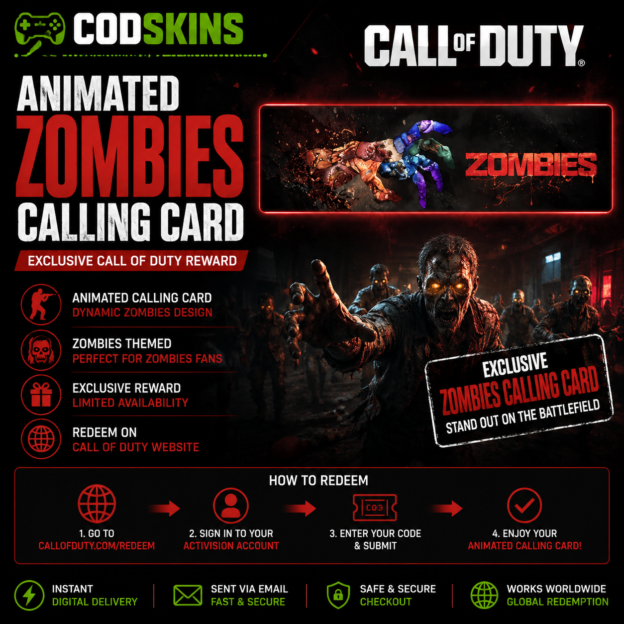 Call of Duty Animated Zombies Calling Card – Exclusive Digital Code