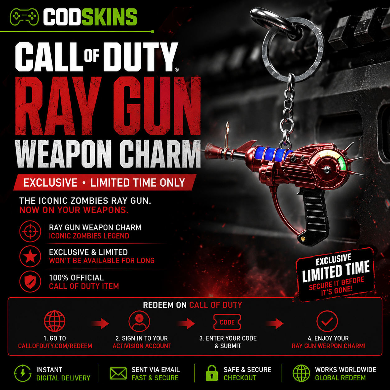 Call of Duty Ray Gun Weapon Charm – Exclusive Limited Edition Code