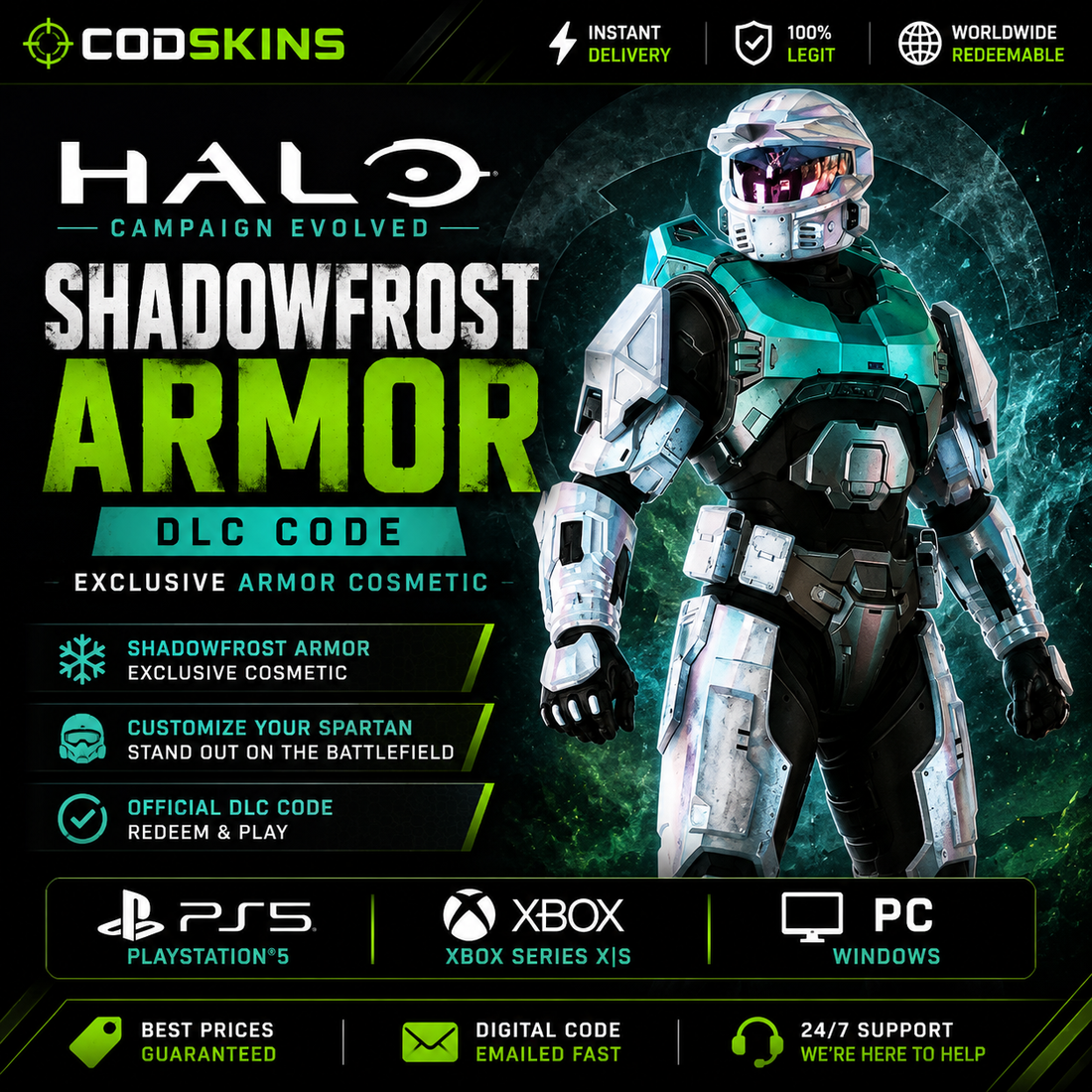 Halo Campaign Evolved Shadowfrost Armor DLC code for PS5 Xbox and PC