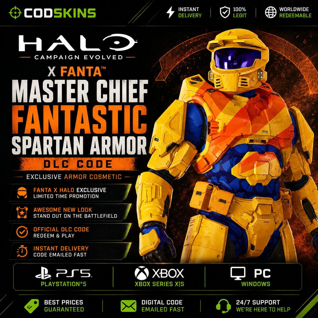 Halo Campaign Evolved x Fanta Fantastic Spartan Armor Master Chief DLC code for PS5 Xbox and PC