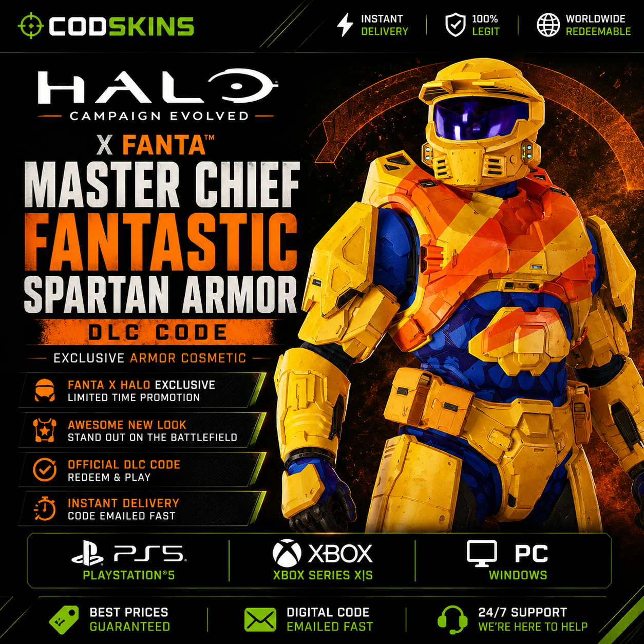 Halo Campaign Evolved x Fanta Fantastic Spartan Armor Master Chief DLC code for PS5 Xbox and PC