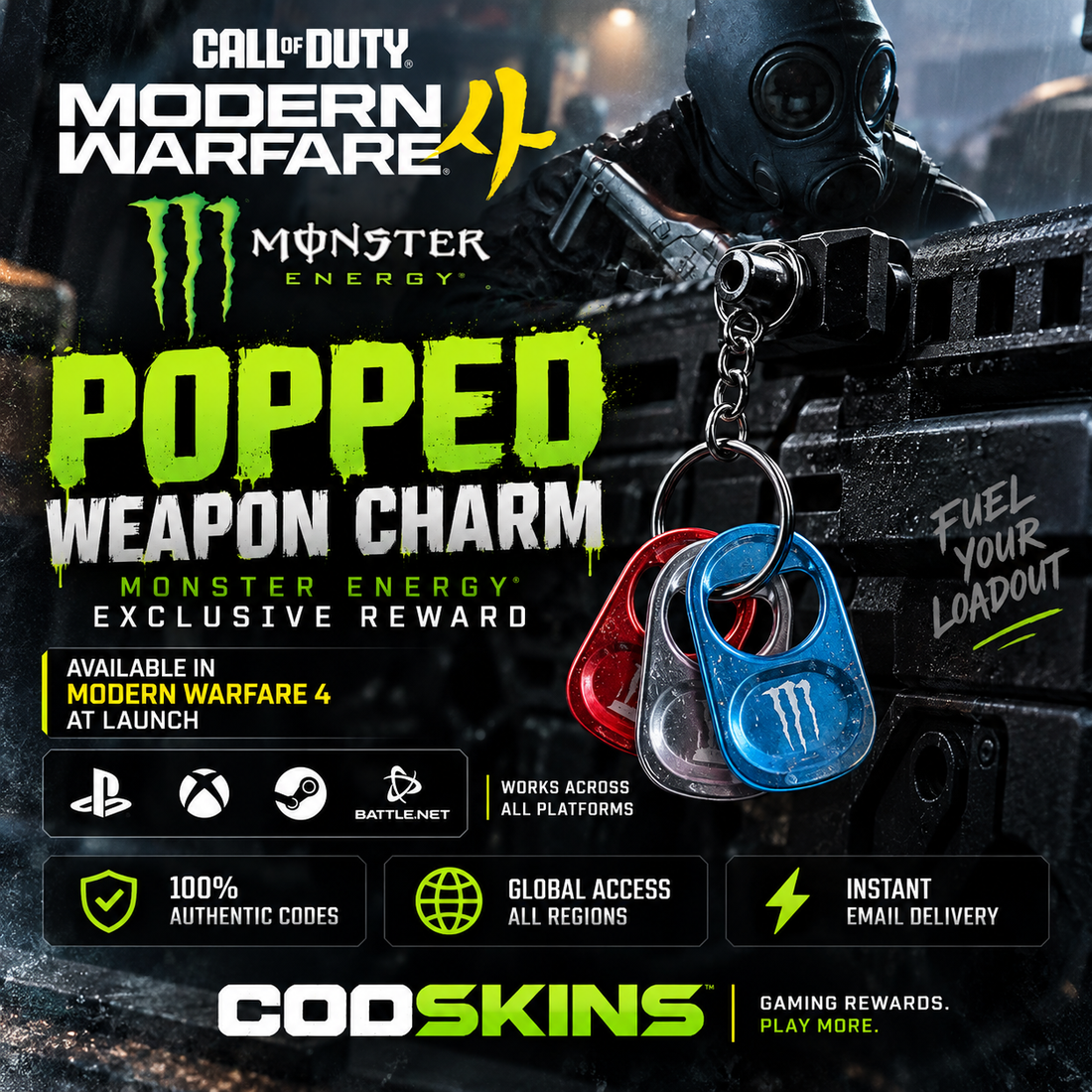 MW4 Popped Weapon Charm Monster Energy Modern Warfare 4 promotional reward
