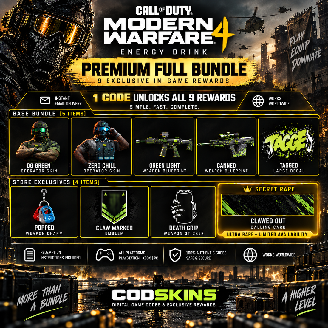 Call of Duty Modern Warfare 4 Energy Premium Full Bundle promotional DLC rewards – CODSKINS