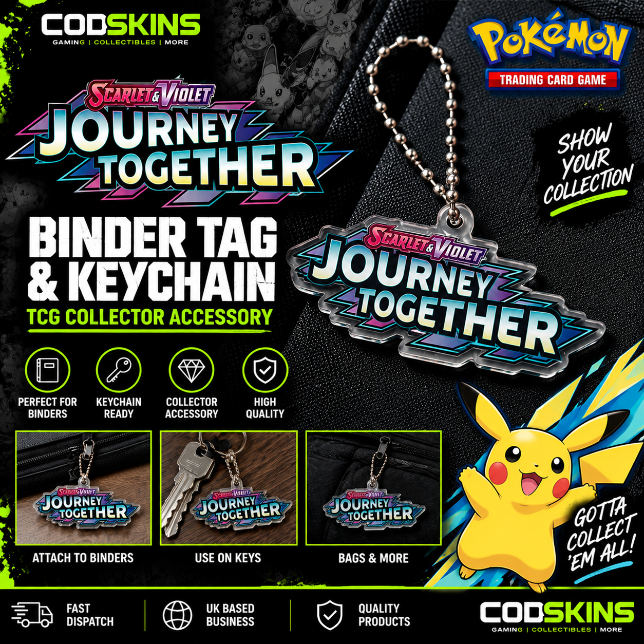 Pokémon Journey Together binder tag keychain for TCG card binder