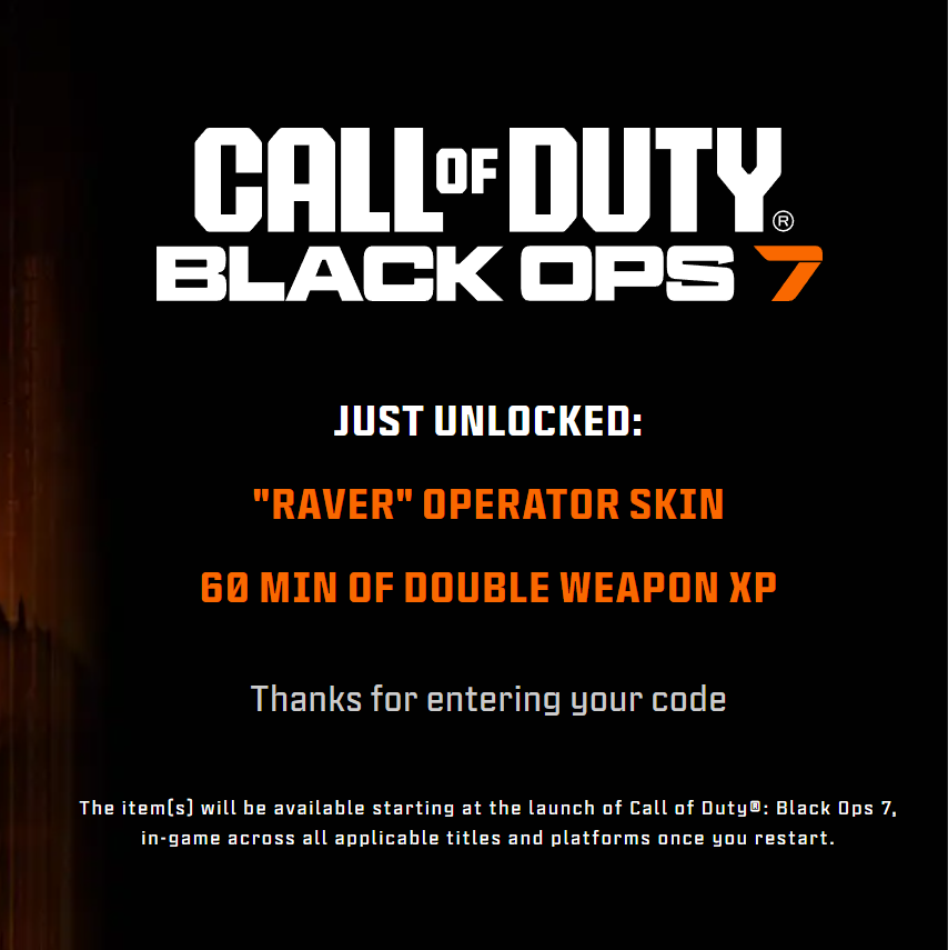 Call of Duty: Black Ops 7 | Muller Milk | EE  "RAVER" Operator Skin + 2WXP