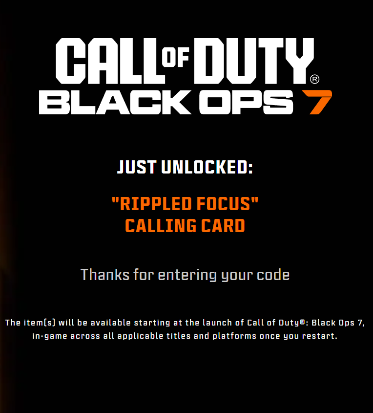 Call of Duty: Black Ops 7 | Amazon Exclusive “Rippled Focus” Animated Calling Card