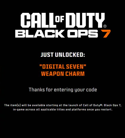 Call of Duty: Black Ops 7 – Kontrol Freeks &quot;DIGITAL SEVEN&quot; Weapon Charm Logo | Exclusive DLC Code
