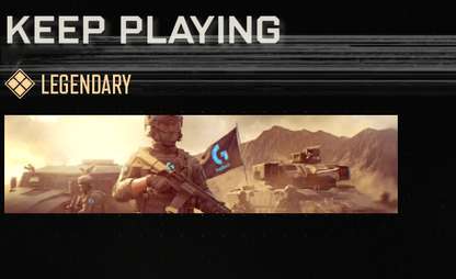Leaked MW4 Logitech G Keep Playing Legendary calling card in-game preview; not officially confirmed