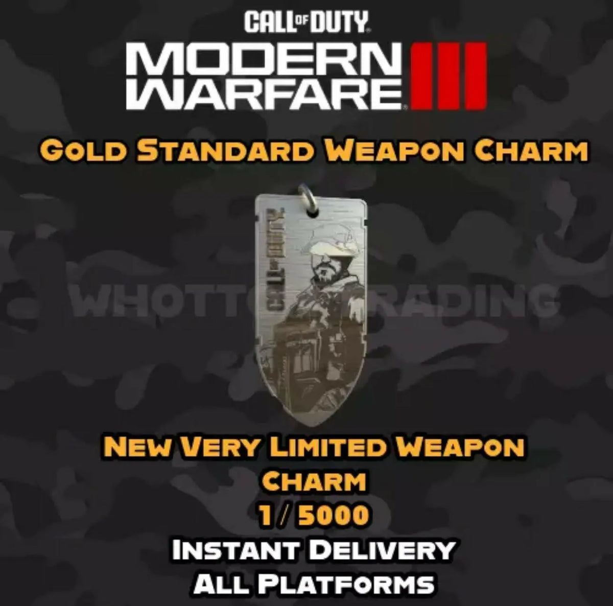 Cod Charms Call of Duty MW3 Gold Standard Weapon Charm – 1 of 5000 Rare – WHOTTON ...