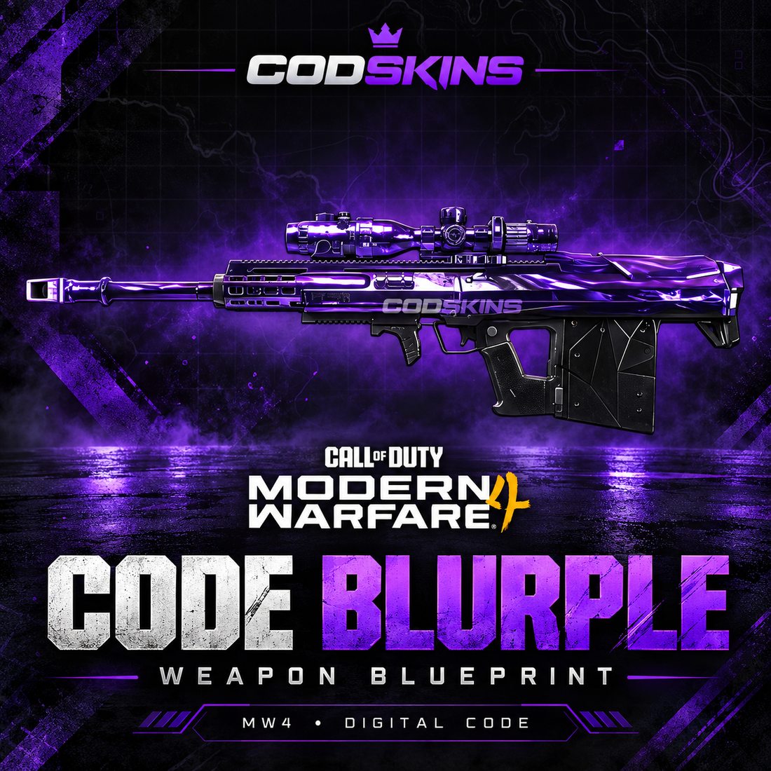 MW4 Code Blurple weapon blueprint with purple finish and scope – Discord Nitro digital reward, CODSKINS