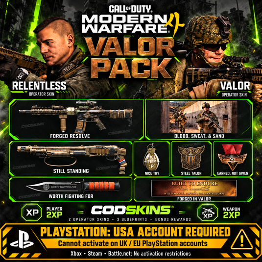 MW4 Valor Pack Code | PlayStation USA Account Required – COD SKINS