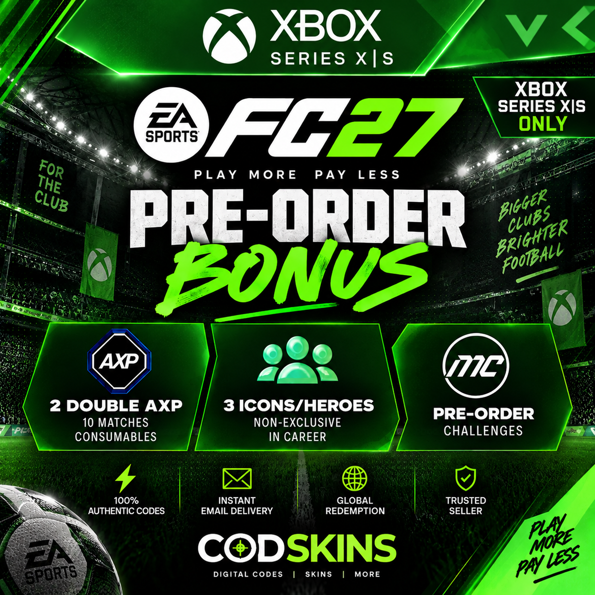 EA SPORTS FC 27 Xbox Series X|S pre-order bonus code - Double AXP, Career ICONs Heroes and pre-order challenges