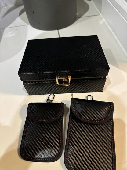 Faraday Box for Car Keys &amp; 2 Pack Faraday Pouch, Keyless Car Key Signal Blocking Box.
