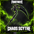 Fortnite Chaos Scythe Pickaxe digital code – black scythe on a CODSKINS green and charcoal background
