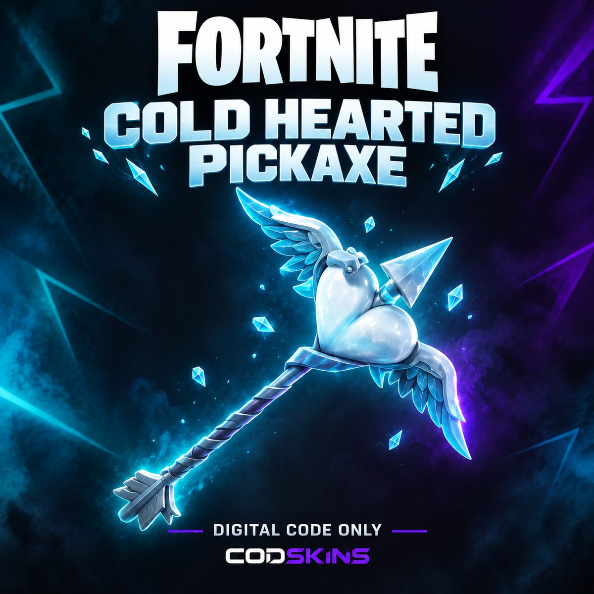 Cold Hearted Pickaxe Fortnite digital reward code at CODSKINS