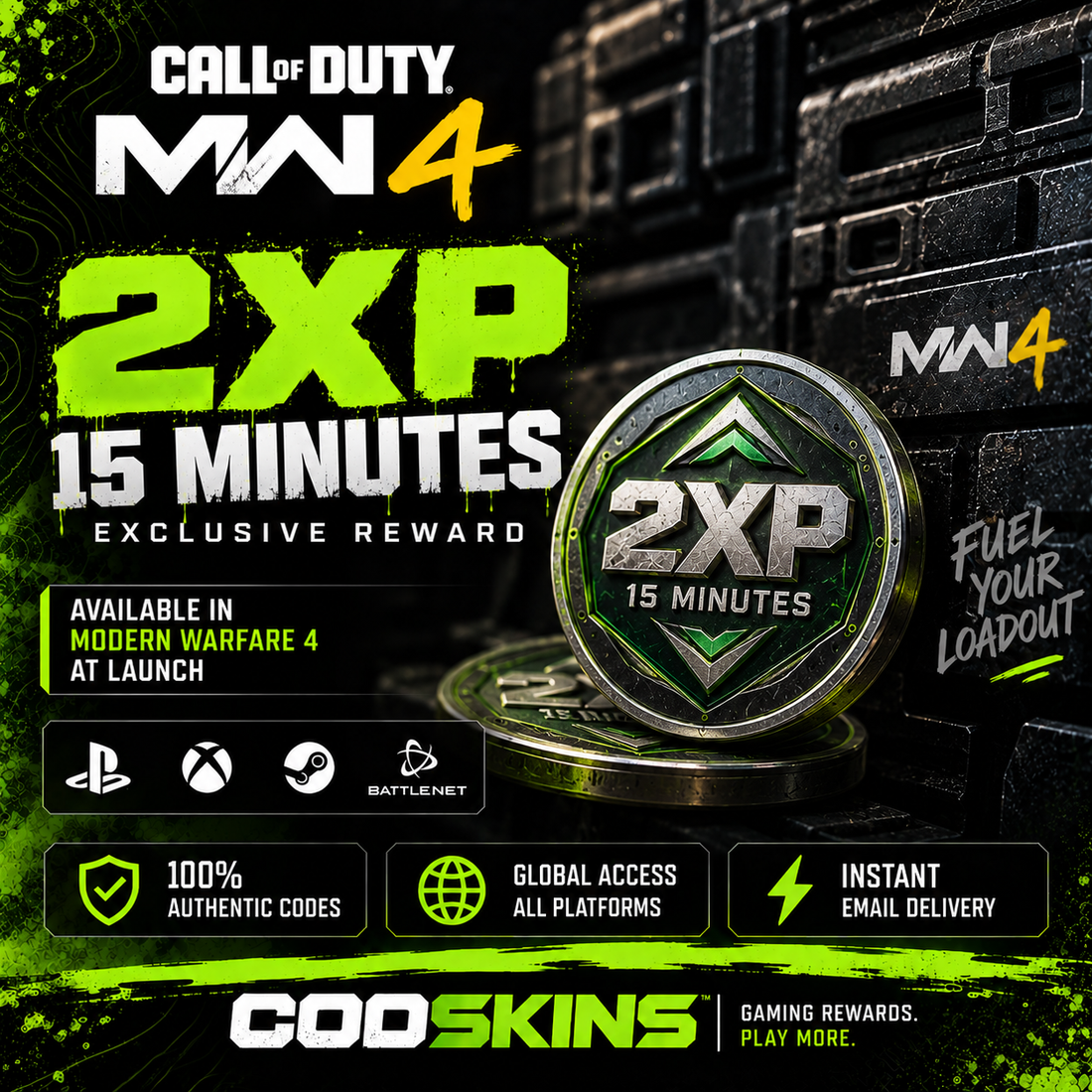 Call of Duty MW4 15 minute Double XP token digital code – CODSKINS