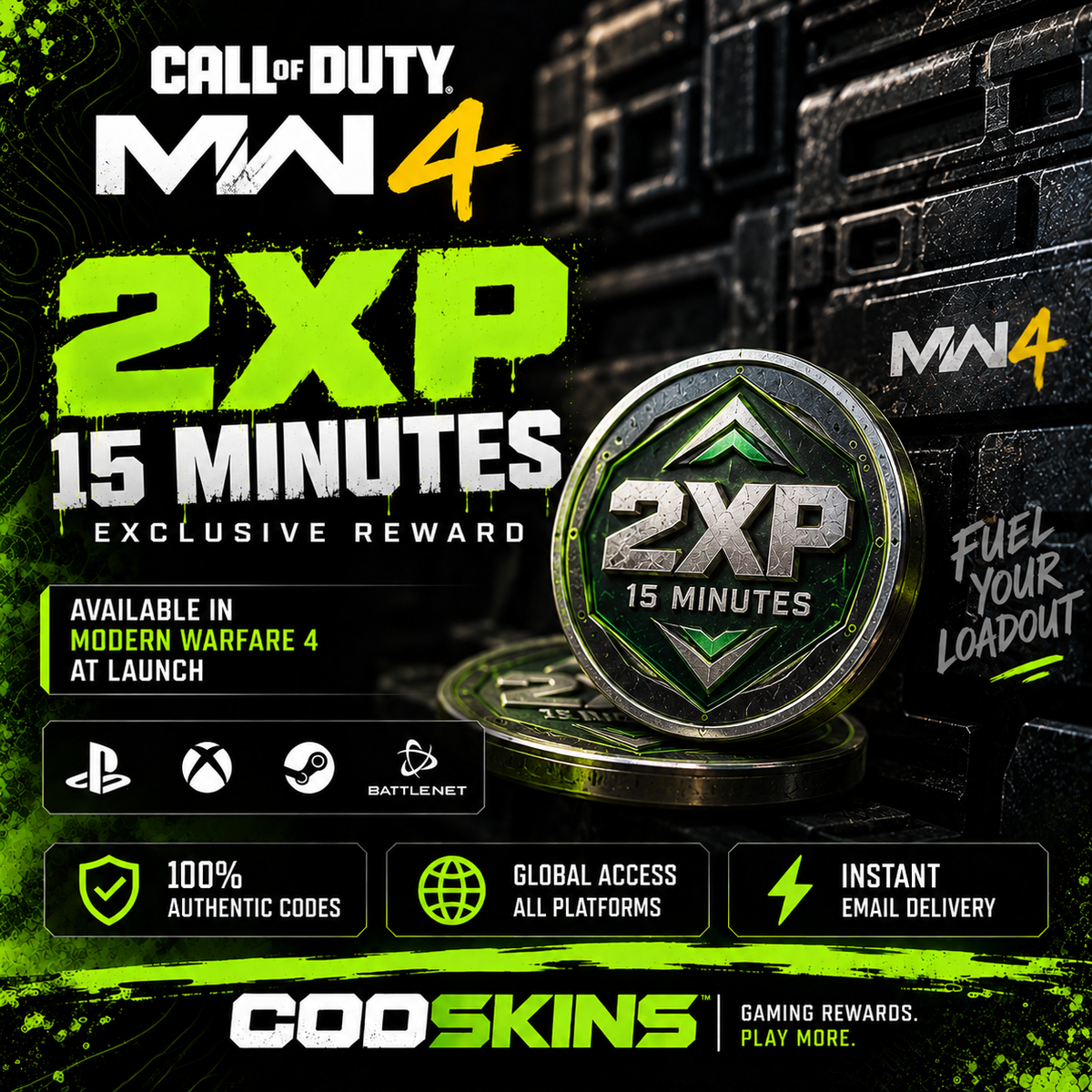 Call of Duty MW4 15 minute Double XP token digital code – CODSKINS