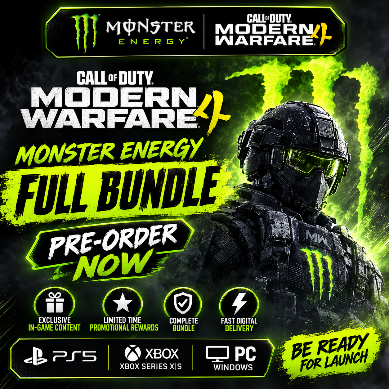 Call of Duty Modern Warfare 4 x Monster Energy Full Bundle promotional DLC codes 