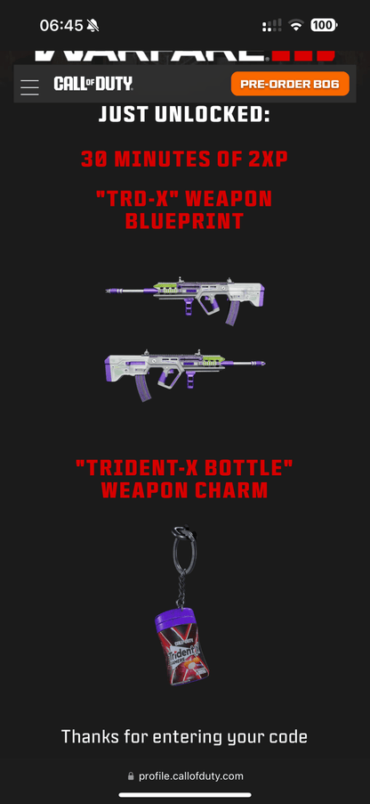 Trident Gum x Call Of Duty Modern Warfare 3 MW3 Bundle Promotion.